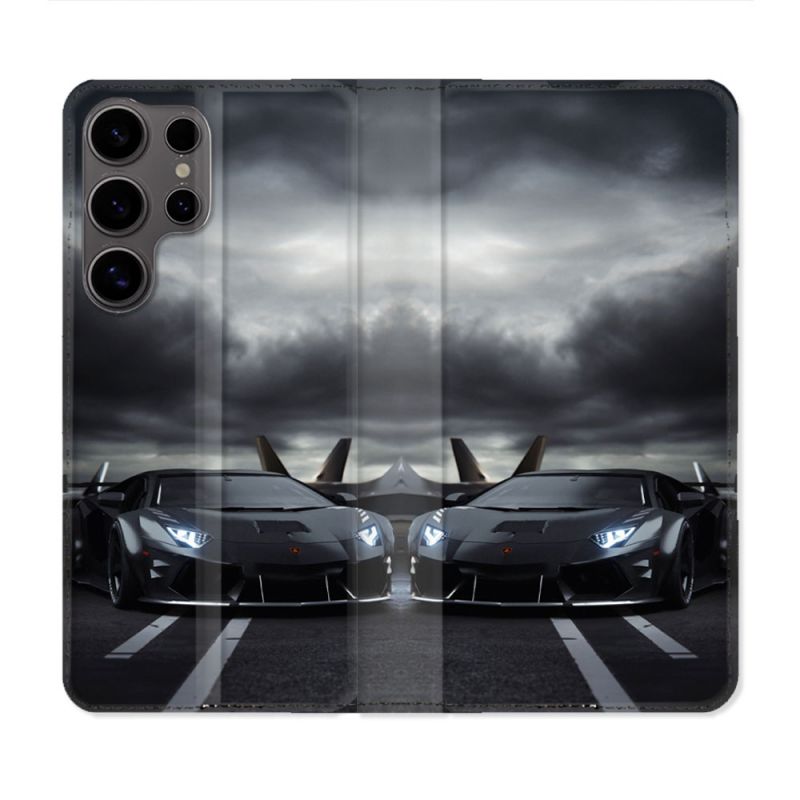 Housse Cuir Portefeuille Pour Samsung Galaxy S25 Lamborghini Avion