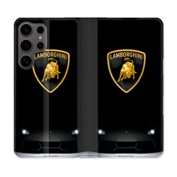 Housse Cuir Portefeuille Pour Samsung Galaxy S25 Lamborghini Noir