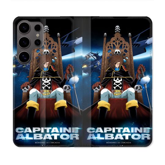 Housse Cuir Portefeuille Pour Samsung Galaxy S25 Manga Capitaine Albator