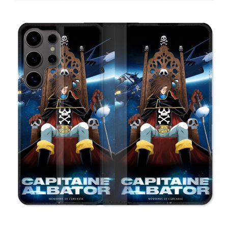 Housse Cuir Portefeuille Pour Samsung Galaxy S25 Manga Capitaine Albator
