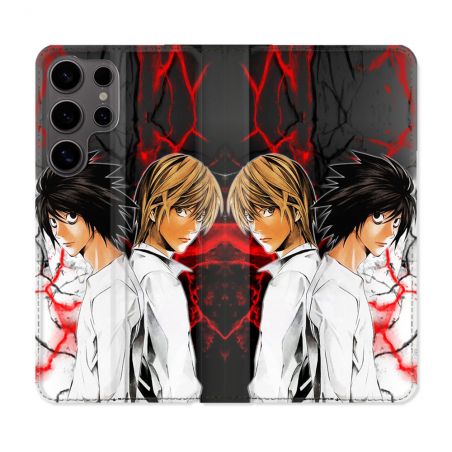 Housse Cuir Portefeuille Pour Samsung Galaxy S25 Manga Death Note Duo