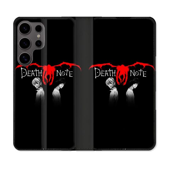 Housse Cuir Portefeuille Pour Samsung Galaxy S25 Manga Death Note Noir