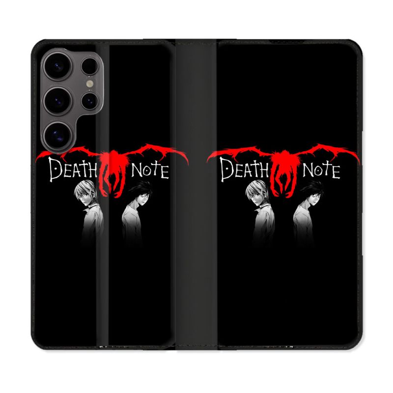 Housse Cuir Portefeuille Pour Samsung Galaxy S25 Manga Death Note Noir