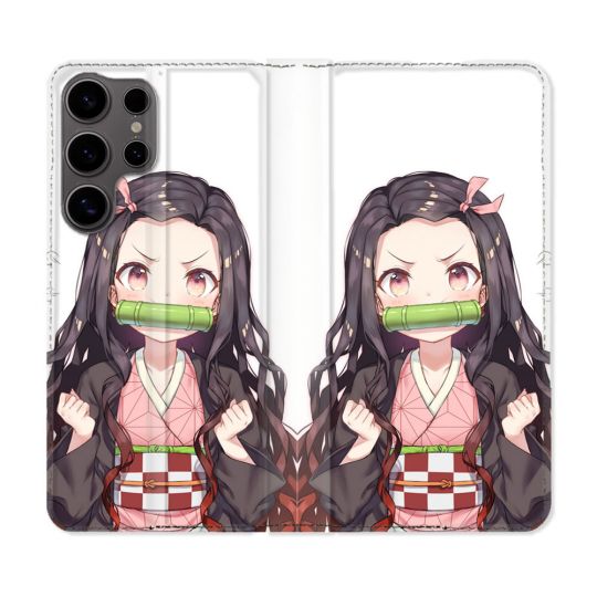 Housse Cuir Portefeuille Pour Samsung Galaxy S25 Manga Demon Slayer Nezuko