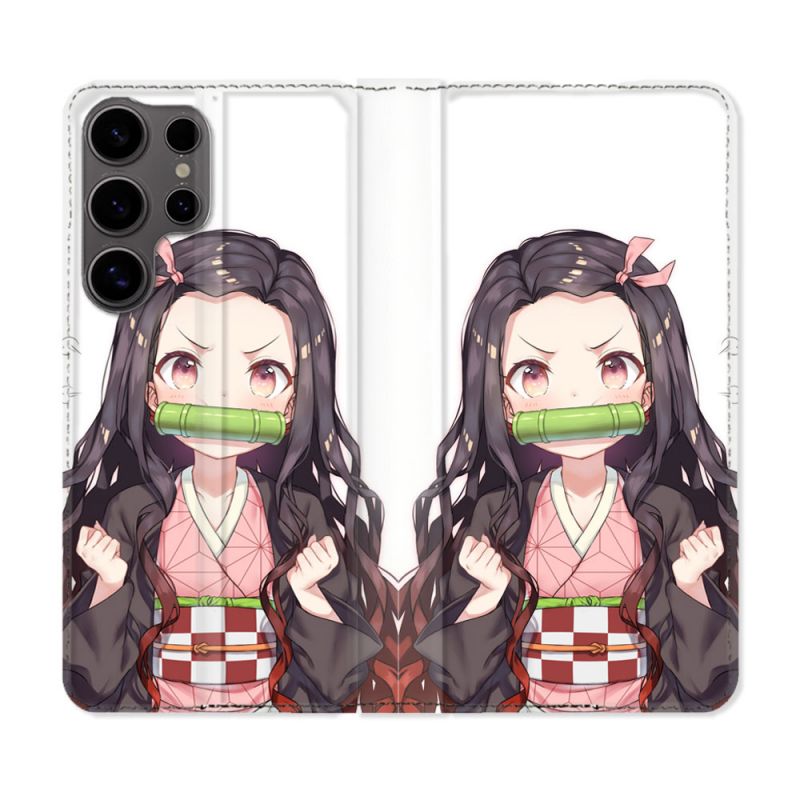 Housse Cuir Portefeuille Pour Samsung Galaxy S25 Manga Demon Slayer Nezuko
