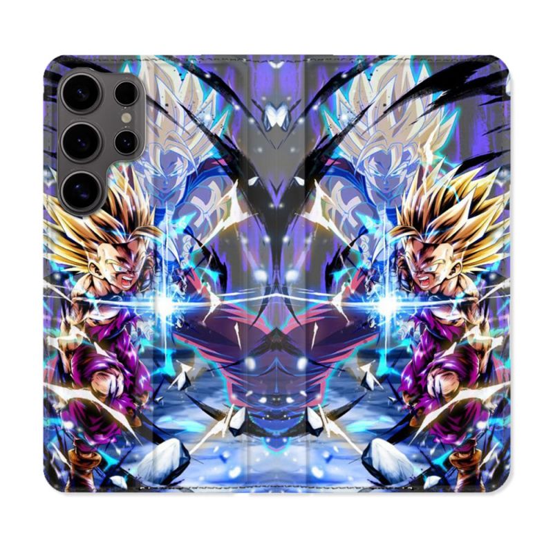 Housse Cuir Portefeuille Pour Samsung Galaxy S25 Manga Dragon Ball Sangohan Duo