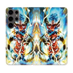 Housse Cuir Portefeuille Pour Samsung Galaxy S25 Manga Dragon Ball Sangoku Blanc