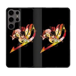 Housse Cuir Portefeuille Pour Samsung Galaxy S25 Manga Fairy Tail Logo Noir