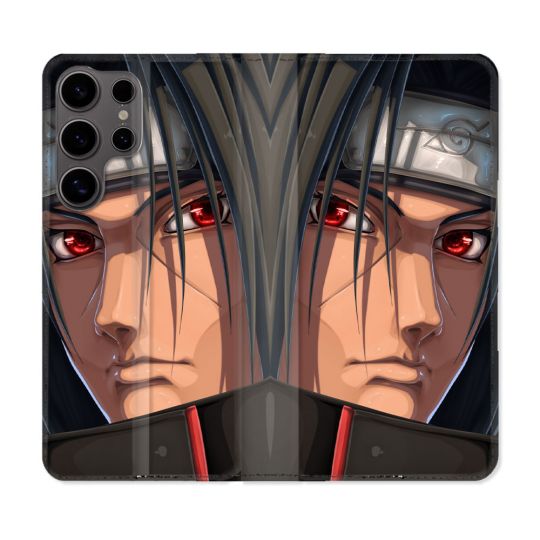 Housse Cuir Portefeuille Pour Samsung Galaxy S25 Manga Naruto Itachi Visage