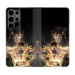 Housse Cuir Portefeuille Pour Samsung Galaxy S25 Manga One Piece Ace Noir