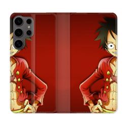 Housse Cuir Portefeuille Pour Samsung Galaxy S25 Manga One Piece Luffy