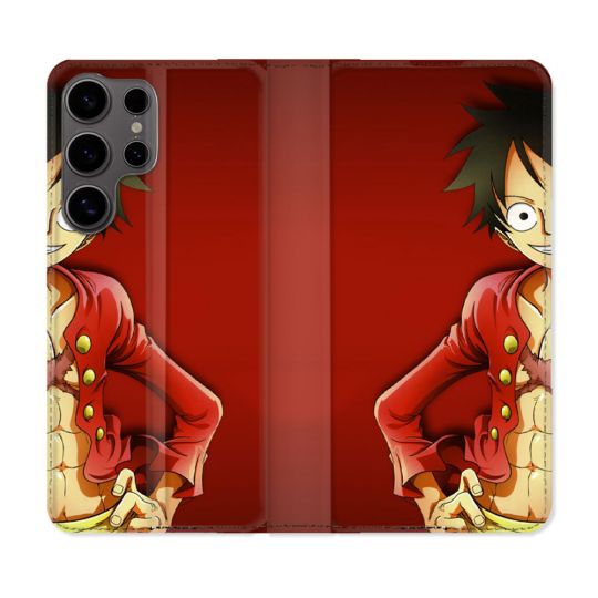 Housse Cuir Portefeuille Pour Samsung Galaxy S25 Manga One Piece Luffy