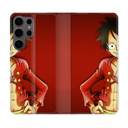 Housse Cuir Portefeuille Pour Samsung Galaxy S25 Manga One Piece Luffy