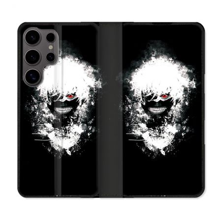 Housse Cuir Portefeuille Pour Samsung Galaxy S25 Manga Tokyo Ghoul Kaneki Tag