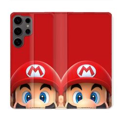Housse Cuir Portefeuille Pour Samsung Galaxy S25 Mario Rouge