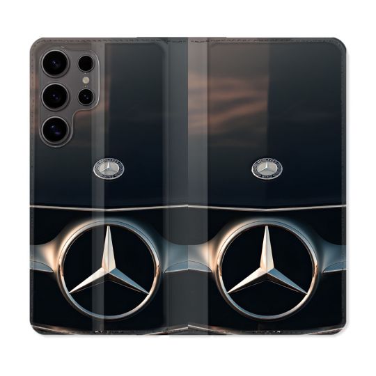 Housse Cuir Portefeuille Pour Samsung Galaxy S25 Mercedes Calendre