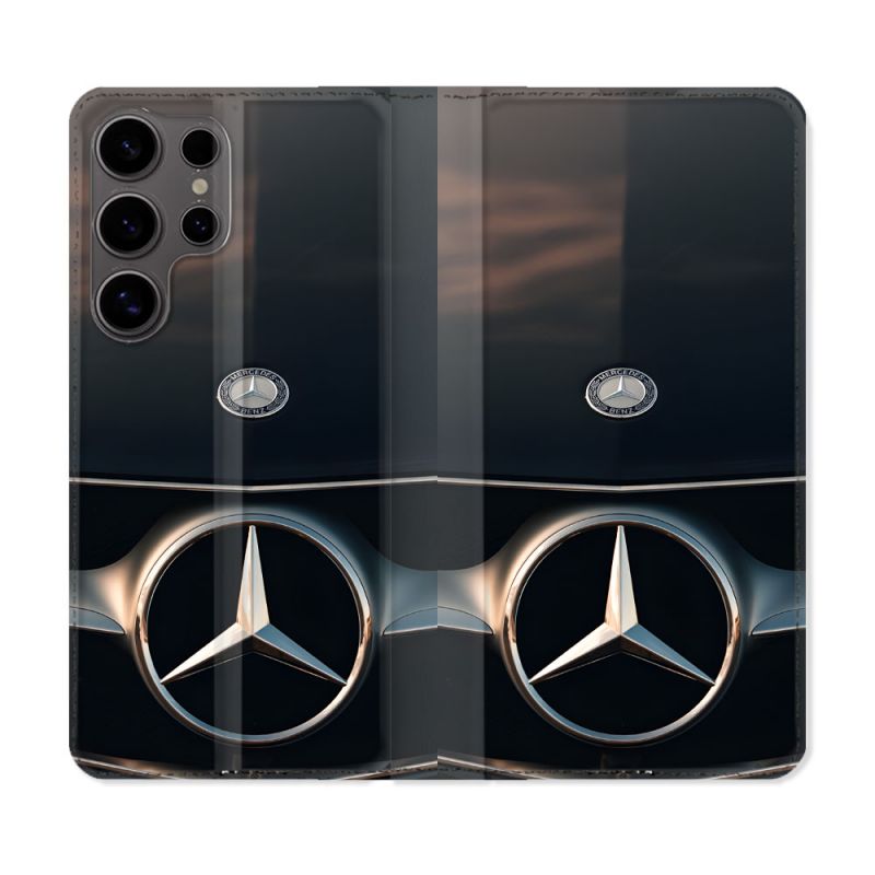 Housse Cuir Portefeuille Pour Samsung Galaxy S25 Mercedes Calendre