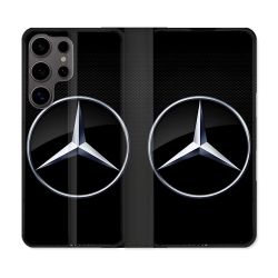 Housse Cuir Portefeuille Pour Samsung Galaxy S25 Mercedes Carbone