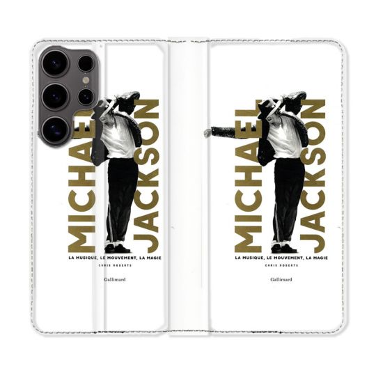 Housse Cuir Portefeuille Pour Samsung Galaxy S25 Michael Jackson Blanc
