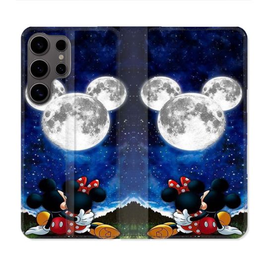 Housse Cuir Portefeuille Pour Samsung Galaxy S25 Mickey Minnie