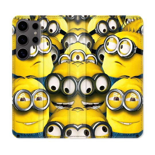 Housse Cuir Portefeuille Pour Samsung Galaxy S25 Minions Groupe