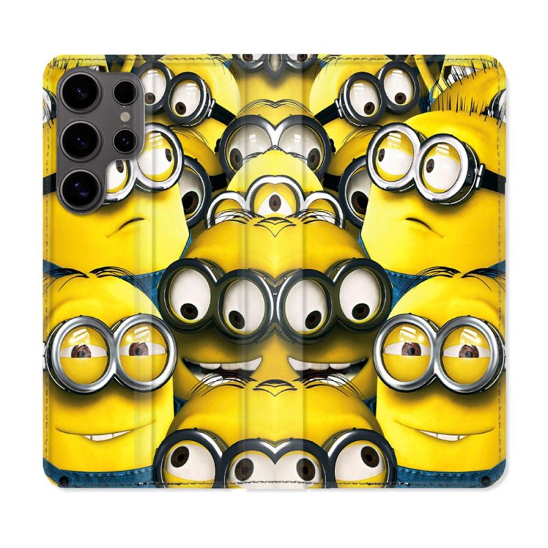 Housse Cuir Portefeuille Pour Samsung Galaxy S25 Minions Groupe