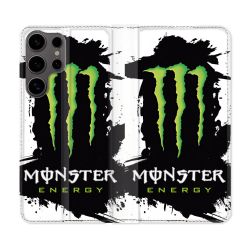 Housse Cuir Portefeuille Pour Samsung Galaxy S25 Monster Energy Tache