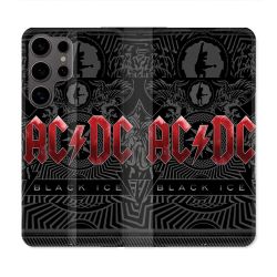 Housse Cuir Portefeuille Pour Samsung Galaxy S25 Musique Rock ACDC Rouge