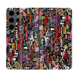 Housse Cuir Portefeuille Pour Samsung Galaxy S25 Musique Rock Groupe