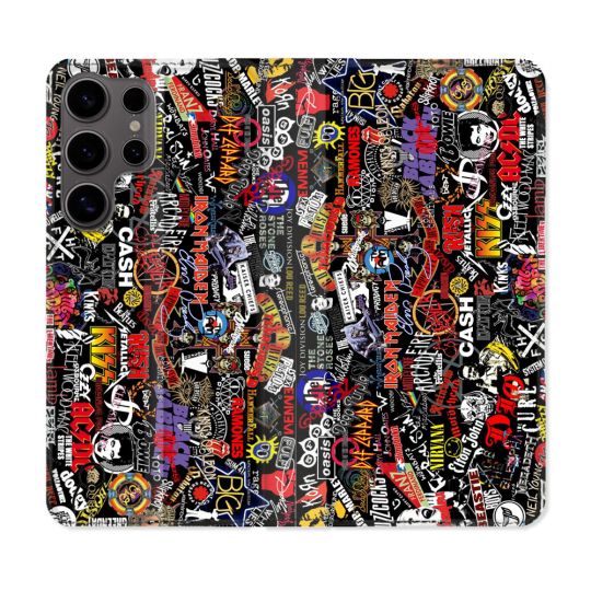 Housse Cuir Portefeuille Pour Samsung Galaxy S25 Musique Rock Groupe