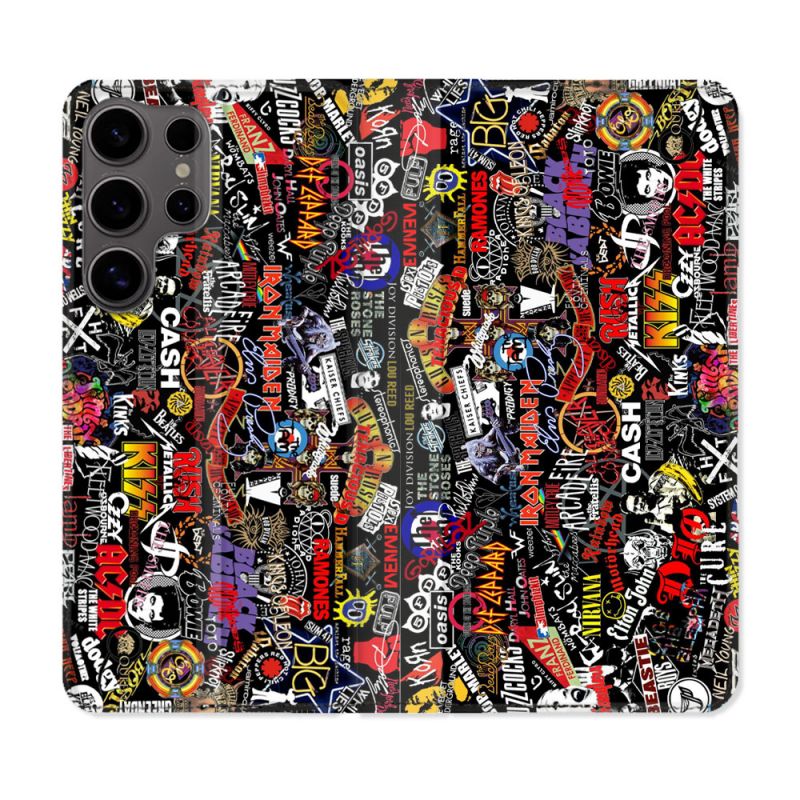 Housse Cuir Portefeuille Pour Samsung Galaxy S25 Musique Rock Groupe