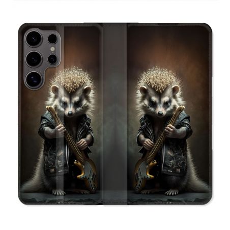 Housse Cuir Portefeuille Pour Samsung Galaxy S25 Musique Rock Herisson