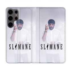 Housse Cuir Portefeuille Pour Samsung Galaxy S25 Musique Slimane Blanc