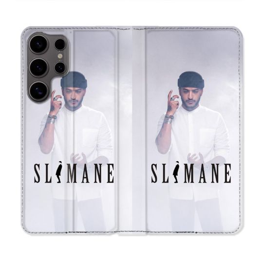 Housse Cuir Portefeuille Pour Samsung Galaxy S25 Musique Slimane Blanc