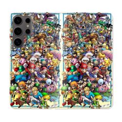 Housse Cuir Portefeuille Pour Samsung Galaxy S25 Nintendo