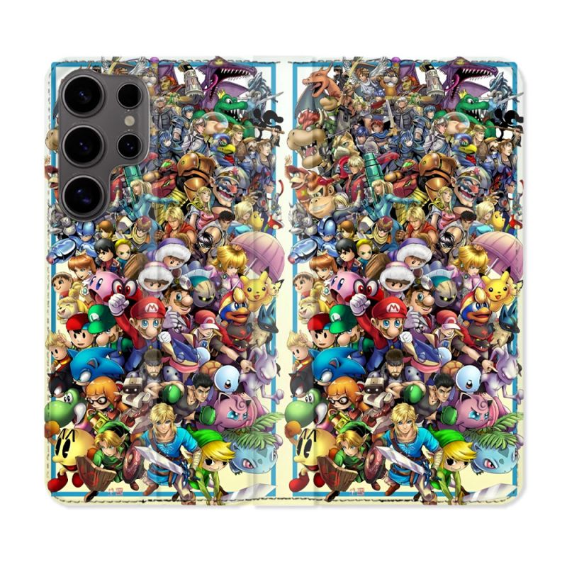 Housse Cuir Portefeuille Pour Samsung Galaxy S25 Nintendo