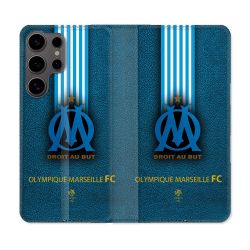 Housse Cuir Portefeuille Pour Samsung Galaxy S25 Olympique Marseille OM Bande