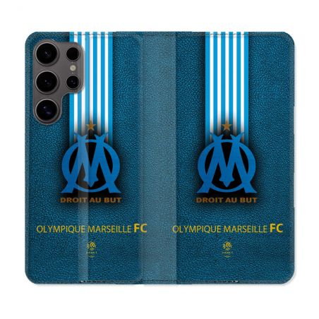 Housse Cuir Portefeuille Pour Samsung Galaxy S25 Olympique Marseille OM Bande