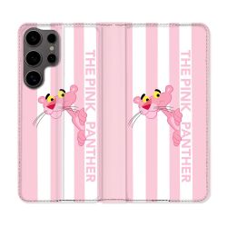 Housse Cuir Portefeuille Pour Samsung Galaxy S25 Panthere Rose