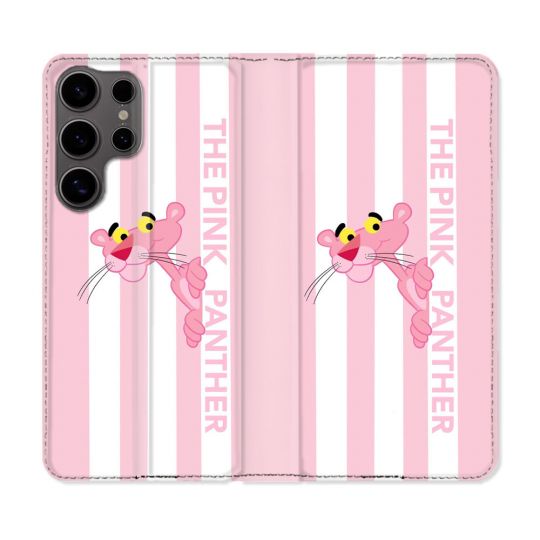 Housse Cuir Portefeuille Pour Samsung Galaxy S25 Panthere Rose