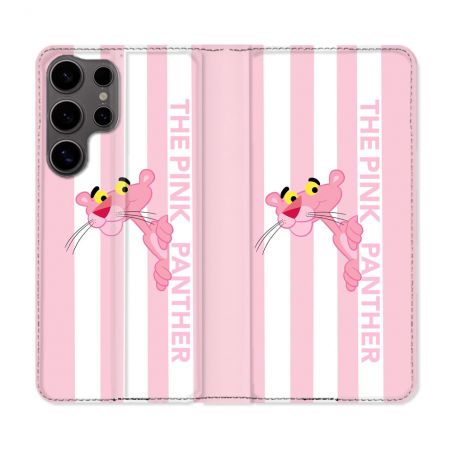 Housse Cuir Portefeuille Pour Samsung Galaxy S25 Panthere Rose