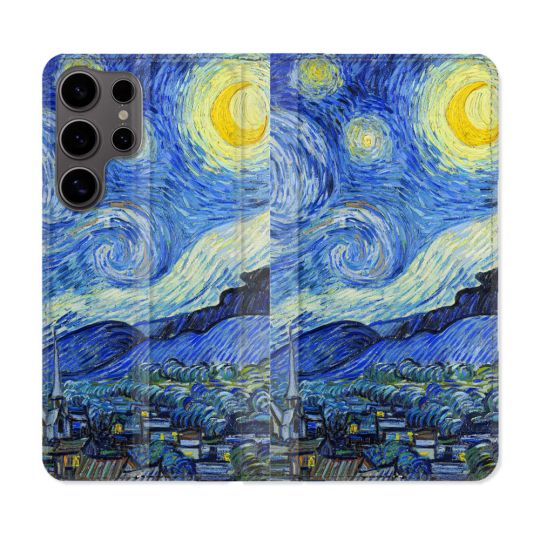 Housse Cuir Portefeuille Pour Samsung Galaxy S25 Peinture La nuit étoilée