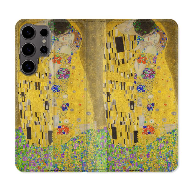 Housse Cuir Portefeuille Pour Samsung Galaxy S25 Peinture Le Baiser