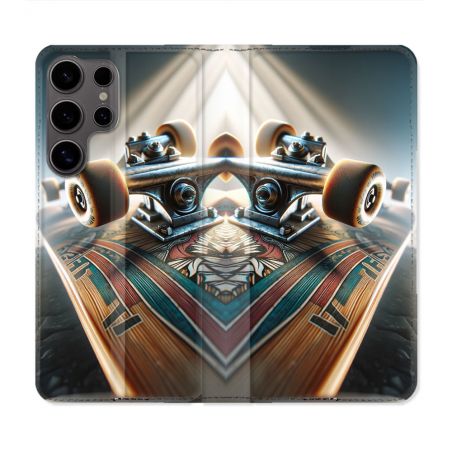 Housse Cuir Portefeuille Pour Samsung Galaxy S25 Planche Skate