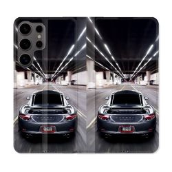 Housse Cuir Portefeuille Pour Samsung Galaxy S25 Porsche 911