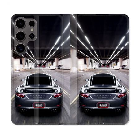 Housse Cuir Portefeuille Pour Samsung Galaxy S25 Porsche 911