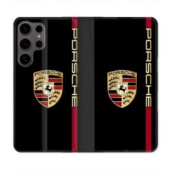 Housse Cuir Portefeuille Pour Samsung Galaxy S25 Porsche Line