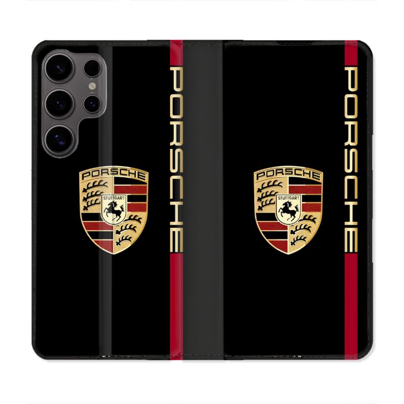 Housse Cuir Portefeuille Pour Samsung Galaxy S25 Porsche Line