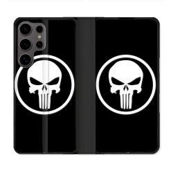 Housse Cuir Portefeuille Pour Samsung Galaxy S25 Punisher