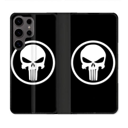 Housse Cuir Portefeuille Pour Samsung Galaxy S25 Punisher